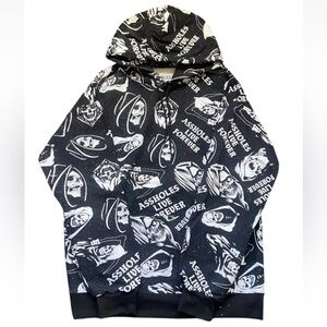 ALF Hoodie Sweatshirt Adult L Black AOP Pullover Hoodie Goth